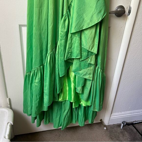 Mac Duggal Asymmetrical Bow One Sleeve Long Dress Green size 6 - Picture 7 of 14